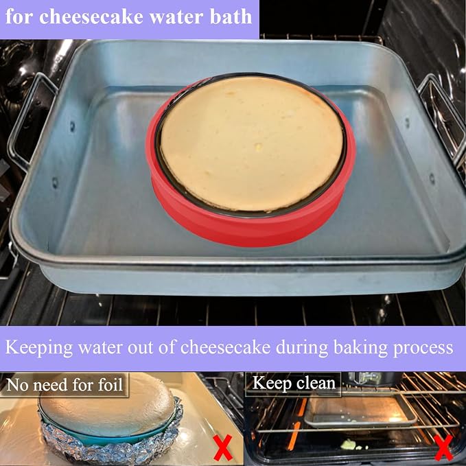 Silicone Springform Cheesecake Pan Protector for 9'',9.5'' Round Springform Pan, Cheesecake Water Bath Protector, Baking Accessories Preventing Water from Entering, 10 inch