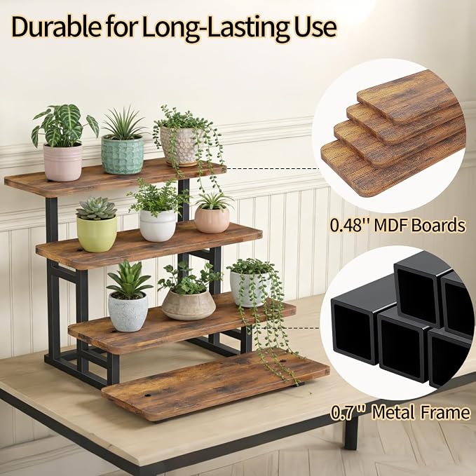 Lilybud--lily Cupcake Stand for 50 Cupcakes, 4 Tier Wooden Risers Display Stands Stepped Dessert Table Display Set with Metal Frame Tiered Tray Stand Serving Trays for Party Farmers Market Display
