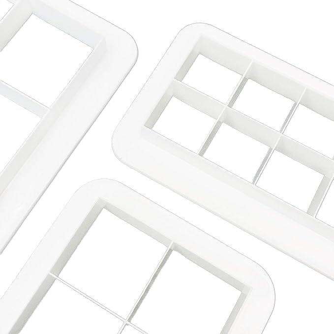 Clever Monster Square Cookie Cutter Set, Geometric Multicutter Square Cake Fondant Cutter, 3 Size Square Biscuit Cutters Cake Decorating (White).