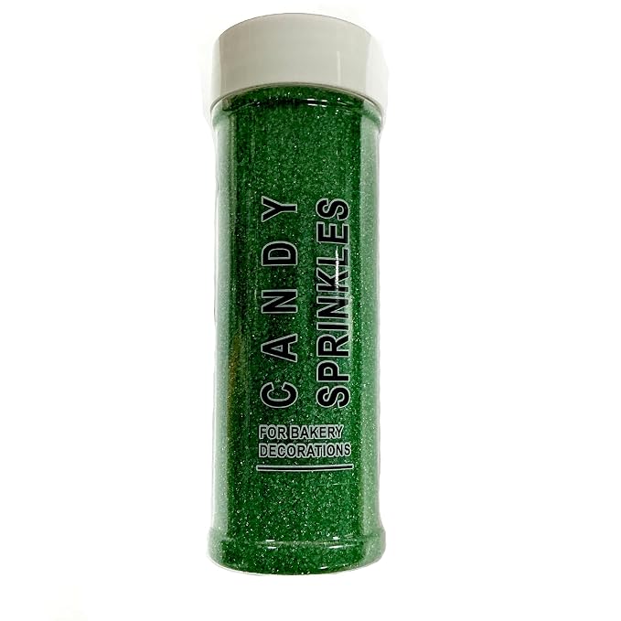 Edible Green Sanding Sugar Sprinkles 142g/ 5.01oz Sugar Crystals for cake decorating Candy Baking Decorations Ice Cream Toppings and Cookie Decorating for Valentines Halloween Christmas