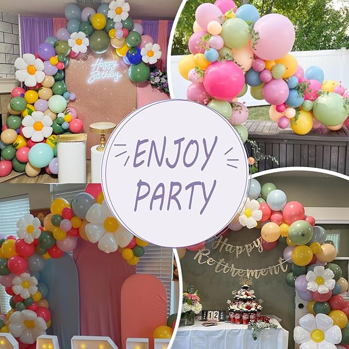 Daisy Flower Balloon Arch Kit 137PCS Pink and Green Yellow WildFlower Balloons for Wild Flower Baby in Bloom Baby Shower Spring Daisy Theme Birthday Party Decorations