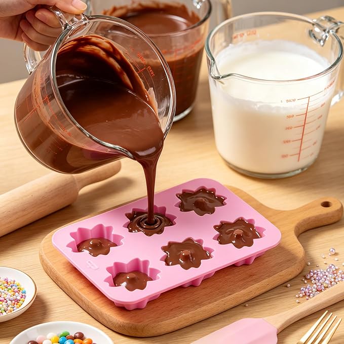 6 Cavity Sakura Flower Silicone Chocolate Molds Cherry Blossom Mold For Chocolate Hard Candy Set Of 2