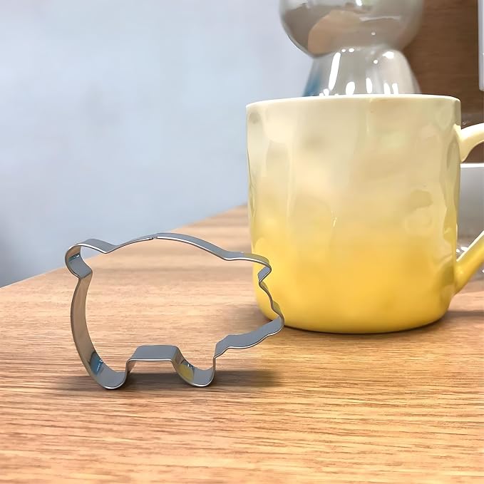 Pig Cookie Cutter Set Large - Stainless Steel - 5 Inch, 4 Inch, 3 Inch, 2 Inch - Cute Piggy Farm Animal Cookie Cutters Shapes Molds for Kids