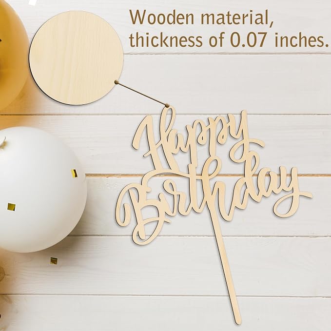 Happy Birthday Cake Decorations, Wooden Happy Birthday Cake Decoration Plugin (wood)
