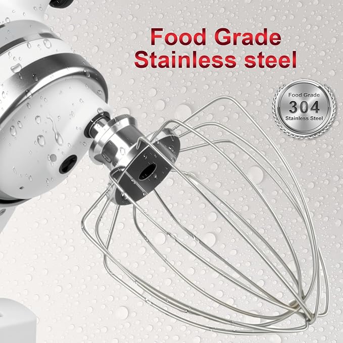6-Wire Whip Attachment Fits KitchenAid Tilt-Head Stand Mixer Replace K45WW, Stainless Steel, Egg Heavy Cream Beater, Cakes Mayonnaise Whisk
