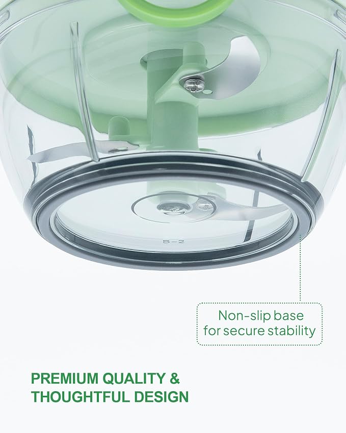 Manual Food Chopper - Hand Pull String Vegetable Dicer | Versatile Mini Processor: Perfect onion chopper and dicer for garlic, salad, salsa, pesto, hummus, nuts, and baby food