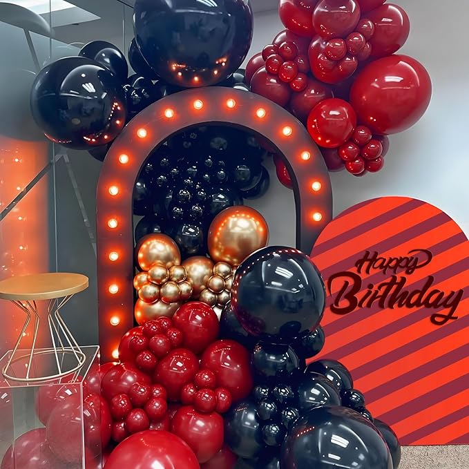 122pcs Dark Red Balloons Different Sizes, 18 12 10 5 inch Dark Red Balloon Arch Kit for Wedding Bridal Shower Birthday Party Decorations