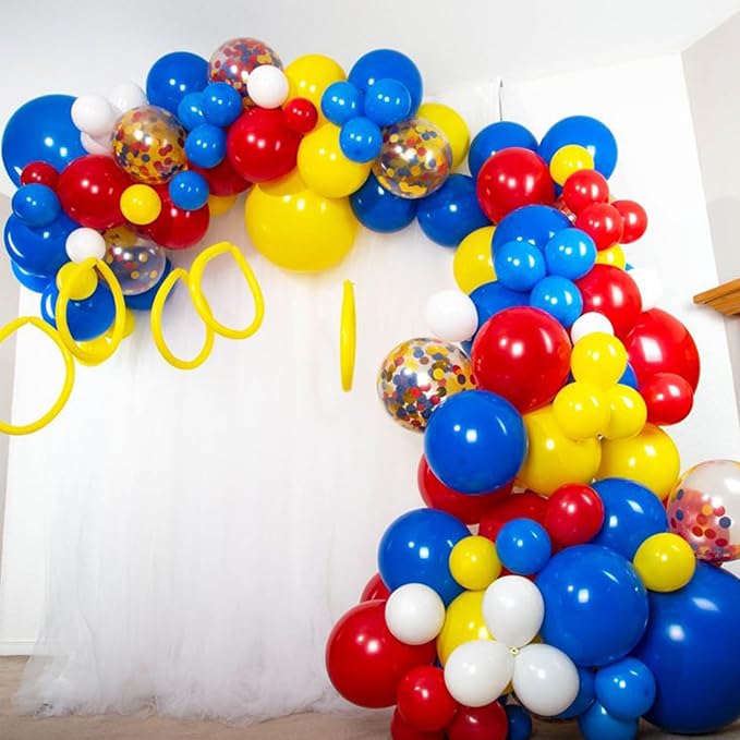 PartyWoo Red Yellow Blue Balloons 100 pcs 12 Inch Pack of Red Yellow and Blue Latex Balloons for Baby Shower Graduaion Gender Reveal Retirement Birthday Engagement Bachelorette Party Decorations
