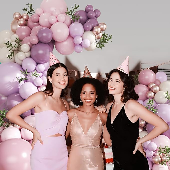 Dusty Purple Balloon Arch Kit 124Pcs Pink and Purple Balloon Garland Arch Kit Lavender Lilac Light Purple Dusty Pink Gold Pink Sand White for Baby Shower Bridal Shower Wedding Birthday Decorations