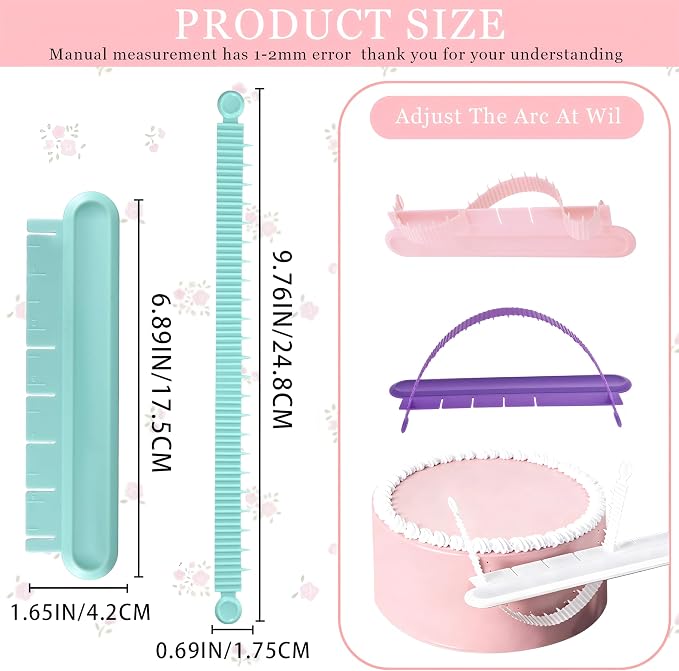 4PCS Cake Arch Guide Tool,Adjustable Fondant Cake Arc Ruler for Cake Baking | Decorative Marking Divider Aid,Pastry Decorating Supplies for Home Kitchen Bakeries Practical Swag Guide Gadgets Accessories