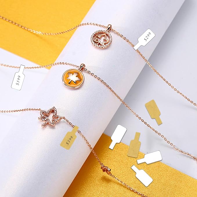 550 Pcs Jewelry Tags Roll for Necklace Earring Price Identify,Self Adhesive Kraft Blank Dumbbell Jewelry Stickers Labels for Bracelet, Ring, Clothing Display （Kraft）