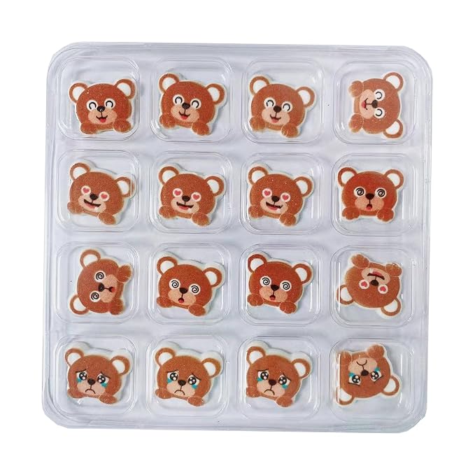 16 PCS Edible Bear Icing Cake Decoration Candy Sprinkle Cupcake Topper Ice Cream Cookies Frosting Decoration