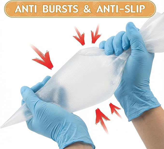 ilauke Piping Bags, 100 Pcs Pastry Bags 13 Inch Anti Burst Disposable Cake Icing Bag, Durable Non-Slip Icing Piping Bag for Cake Cream Frosting Cookie, Dessert Decorating Supplies Easy to Squeeze