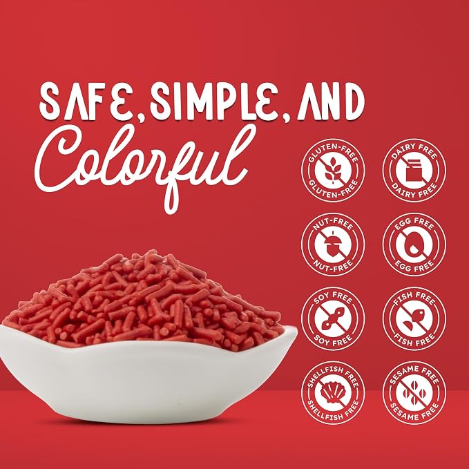 Snackathon Natural Sprinkles for Baking & Decorating, Dye-Free Red Sprinkles, 15 oz Bulk Jimmies in Resealable Bag - Naturally Colored, No Artificial Dyes, Gluten-free for Cakes, Cupcakes & Ice Cream