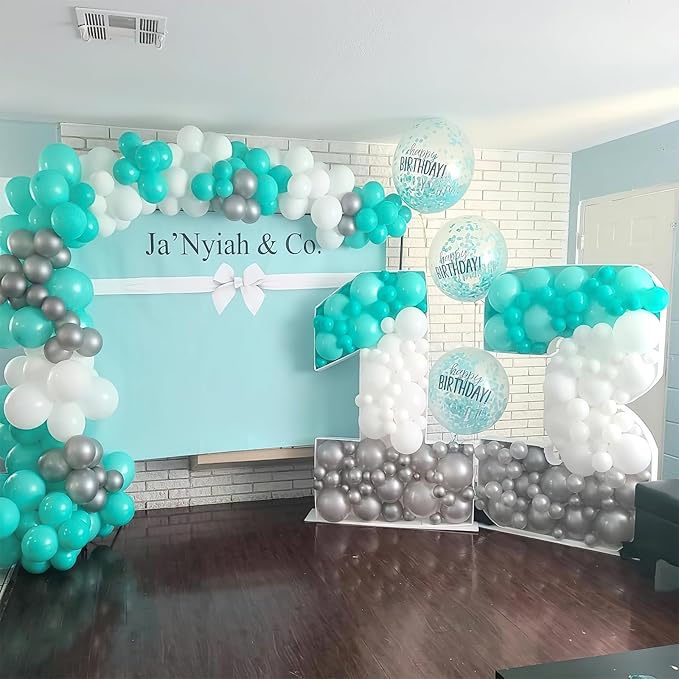PartyWoo Teal Balloons 100pcs 12 Inch Turquoise Dark Teal Latex Balloons for Baby Shower Wedding Anniversary Gender Reveal Graduation Mermaid Birthday Pool Bachelorette Party Decorations Blue-Y69