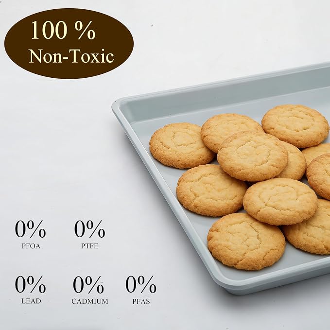 Ceramic Baking Sheet, Cookie Sheets for Baking 15x10", Non-Stick & Non-Toxic Ceramic Coating, 2.2mm Thick Aluminum Oven Trays for Cooking, PTFE & PFOA Free