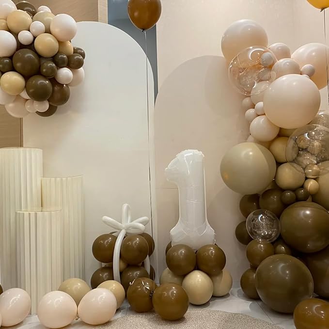 Voircoloria 90pack Brown Balloons Different Size 18/12/10/5 Inch Brown Balloon Garland Arch Kit for Graduation, Wedding, Birthday, Princess Theme Party, Valentine's Day Party Decorations