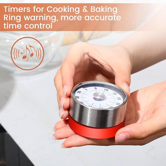 Relaxweex 6 Pcs 60 Minute Visual Timer Visual Kitchen Timer for Cooking Cook Timers Kitchen with Alarm Mechanical Class Timers for Desk Egg Countdown Chef Baking Office ADHD(Red Orange)