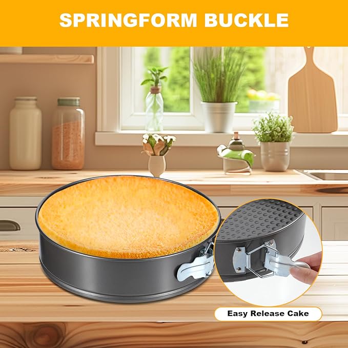 3 Pack 7.8", 8.5", 9.5" Removable Springform Cake Pan, Round Nonstick Cheesecake Pan, Cake Pans Molds with Leakproof Bottom Removable for Baking Cheesecakes, Pie, Pizza and Quiches