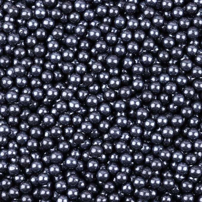 Bayep Edible Pearls for Cake Decorating 7mm Black Sprinkles for Cookies, Baking, Ice Cream, Cupcake Topper Pearl Sprinkles Perfect for Wedding Party Valentines Christmas Holiday Supplies 3.52 Ounce
