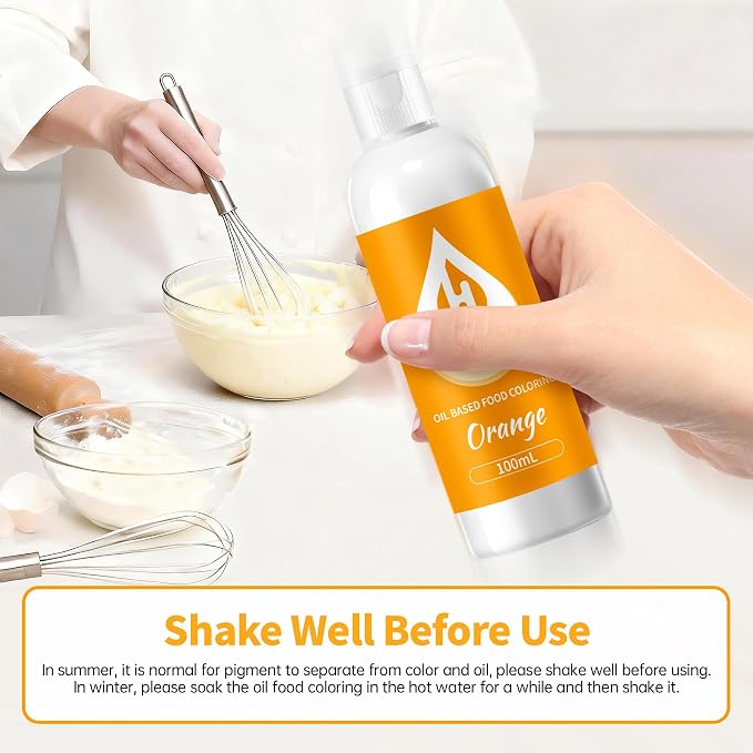 Orange Oil Based Food Coloring for Chocolate – Herbeklab 100ml Professional Concentrated Oil Food Dye for Candy Melts, Chocolate, Cake Pops, Strawberries & Baking