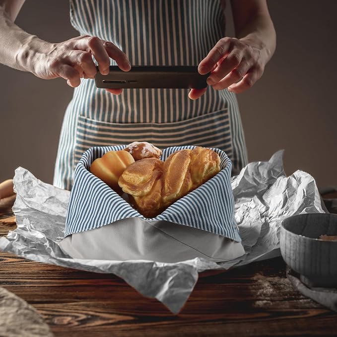 3 Pcs Reusable Linen Bread Bags Beeswax Bread Keeper Bag for Homemade Bento & Sourdough Fresh Origami Container Storage 15.8'' x 13.8'' for Food Baking Kitchen Bakery Picnic Wrapping Camping