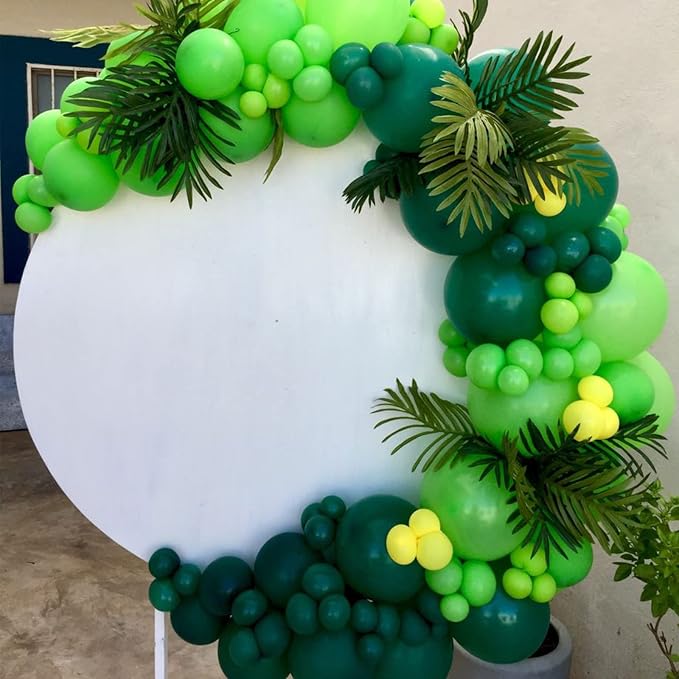 Voircoloria 130pcs Green Balloons Different Sizes 18" 12" 10" 5" Party Latex Balloons for Birthday Dinosaur Baby Shower St. Patrick's Day Summer Jungle Forest Safari Party Decorations