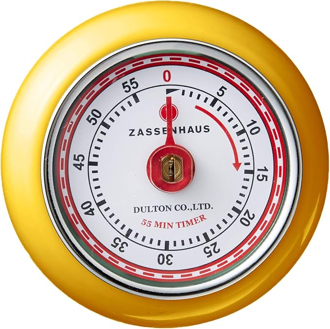 Zassenhaus Magnetic Retro Kitchen Timer, Classic Mechanical Cooking Timer (Yellow)