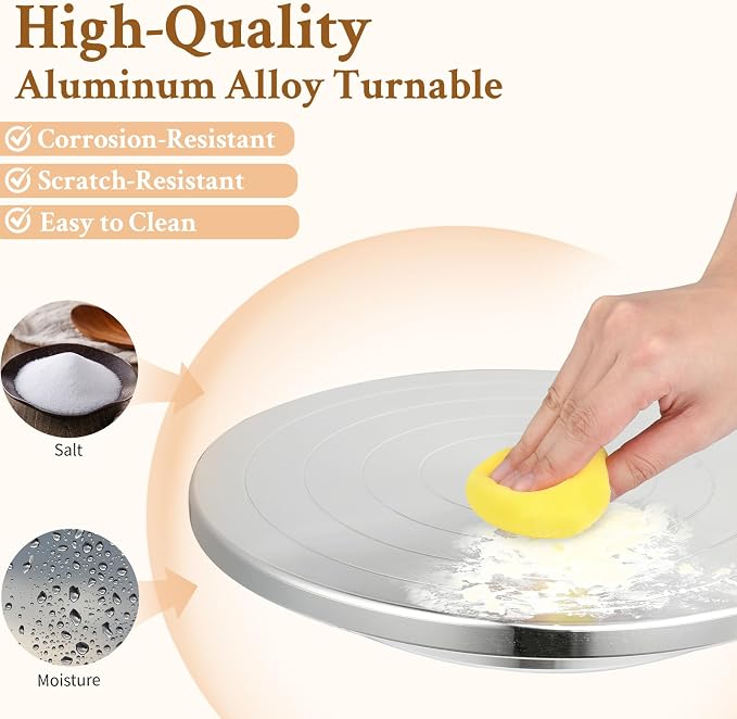 Yncotte Pottery Wheel, 7 Inch Sculpting Wheel Double-Sided Banding Wheel Pottery Turntable Aluminium Alloy Metal Rotating with Ball Bearings for Ceramics Clay Model Making Cake Decor Paint Spraying