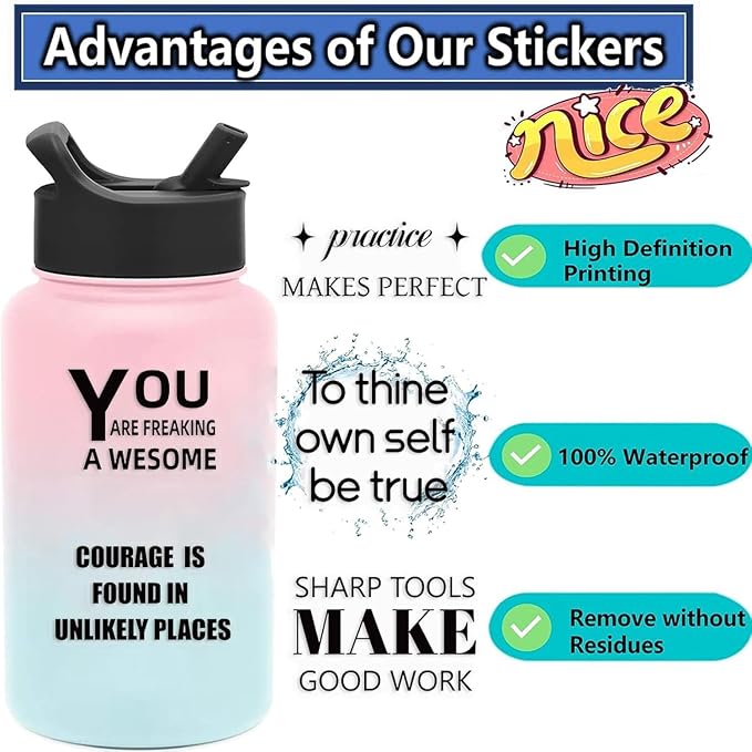 50PCS Transparent Motivational Quote Stickers,Black Inspirational Positive Affirmation Stickers for Teacher Students Kids Teens Adults, for Laptop Water Bottles Guitar Scrapbook Journal(Motivational)