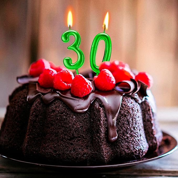 Beanlieve Green Numeral Birthday Candles - Cake Numeric Candles Number 0 1 2 3 4 5 6 7 8 9,Used for Cake Decoration on Birthday Parties and Wedding Anniversary Celebrations(10 Pieces)