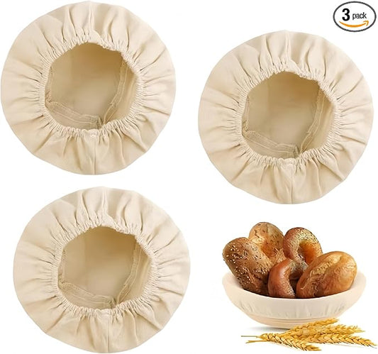 Koackl Bread Proofing Basket Cloth Liners, 3 PACK 10 inch Round Bread Proofing Cover, Reusable Sourdough Bread Baking Supplies-Proofing Linen Cloth for Fermented
