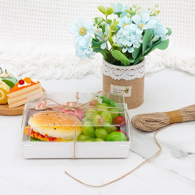 7x5x2.5 Charcuterie Boxes with Clear Lids, Large Disposable Bakery Dessert Boxes, Bakery Take Out Containers, To Go Food Containers for Chocolate, Sandwich, Cookie, Cupcake, Pastries (25, White)