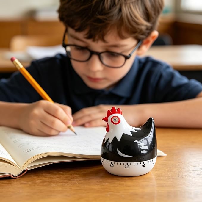 Joyzan Chicken Cartoon Kitchen Timer, Chick Hen Pattern Baking Countdown Mechanical Rotating Loud Alarm Mini Counters Timing Reminder Lovely Cute Manual Egg Animal Time Management Clock Home Study