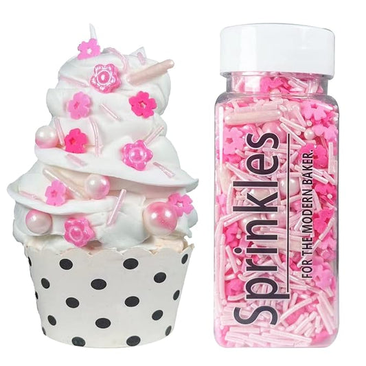 Cherry Flowers Sprinkles for Cake Edible Topper Decorating Pink White Sweets Indeed Perfect for Cake Decorations Ice Cream Cookies Wedding Birthday Parties Cupcake Topper (pink cherry)