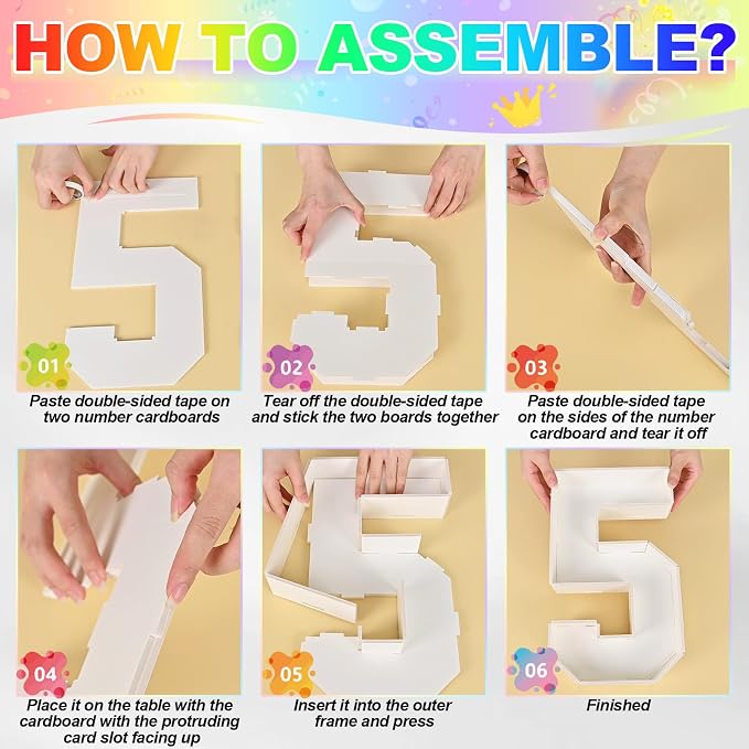 HILAVO Cardboard Number for Charcuterie, 13.7" Cardboard Number 5 Fillable Number for Food Paper Mache Number Boxes for Cupcake Sweet Candy 5th Birthday Anniversary Party Decorations