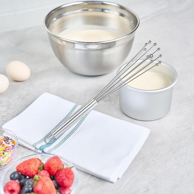 Restaurantware 10.5 in Stainless Steel Ball Whisk - 24 Pack - German Standard Egg Beater with Ergonomic Handle, Dishwasher Safe - Manual Mixer Cooking Whisk for Baking, Stirring, Sauces, Beating
