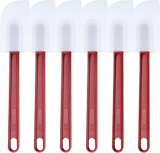 6 Pcs Commerical Rubber Spatula, 9.5-Inch Silicone Rubber Spatula Set High Heat Resistant, Commercial Grade Spatulas, Silicone Jam Scrapers for Baking, Nonstick & BPA-Free