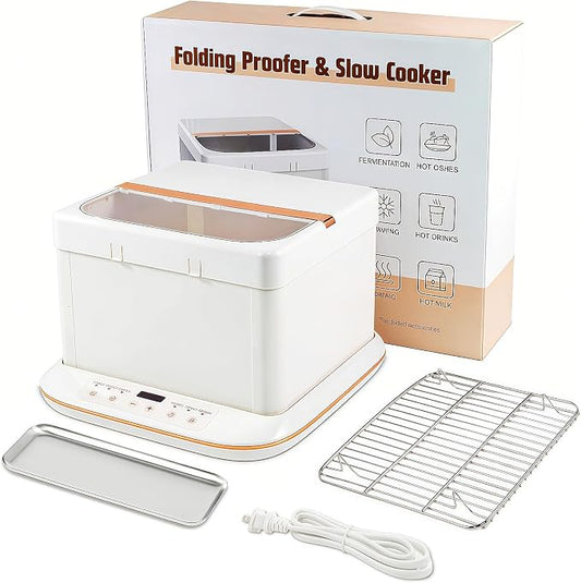 Foldable Bread Proofing Box, 32-248℉ Adjustable Temp Slow Cooker with 24H Timer, Multifunctional Dough Proofer for Sourdough, Yogurt, Fermentation & Low-Temperature Cooking