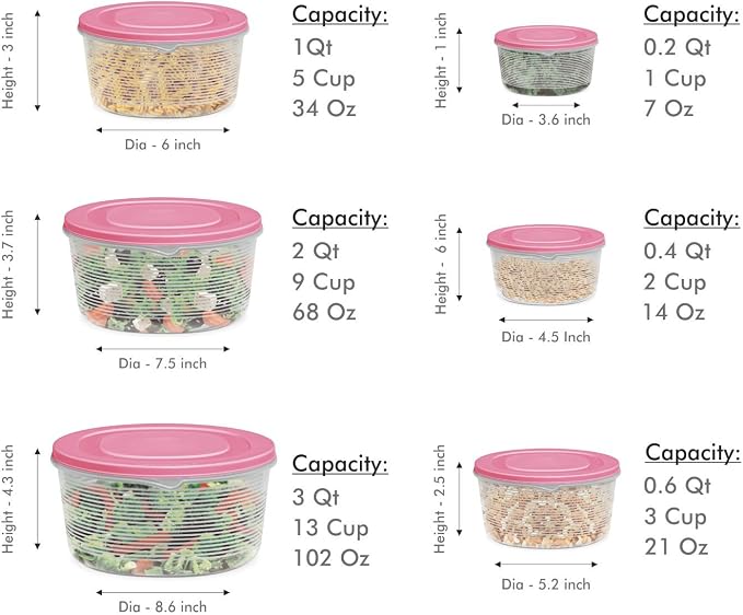 MILTON Mixing Bowl Set with Lids; Kitchen Food Storage Containers, Plastic Airtight Nesting Stackable Meal Prep, 6 Bowls & 6 Covers; No Spill Leakproof Lightweight - for Baking, Salad, Picnic (Blue)