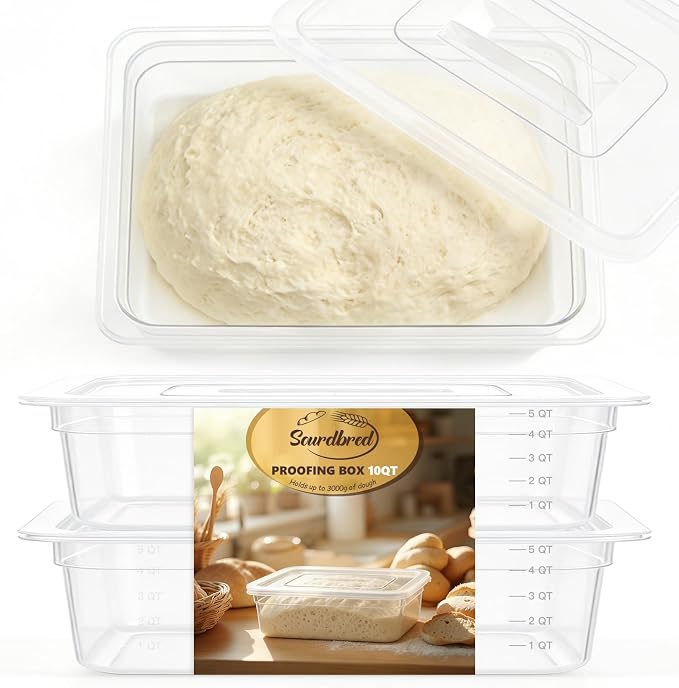Dough Proofing Container, 10Qt Large Capacity Holds Up to 13.2Lb of Dough, BPA-Free Tray with Lid Dough Rising Box for Bread, Sourdough, Pizza Dough Stackable Dough Container(Clear 2 Pack)