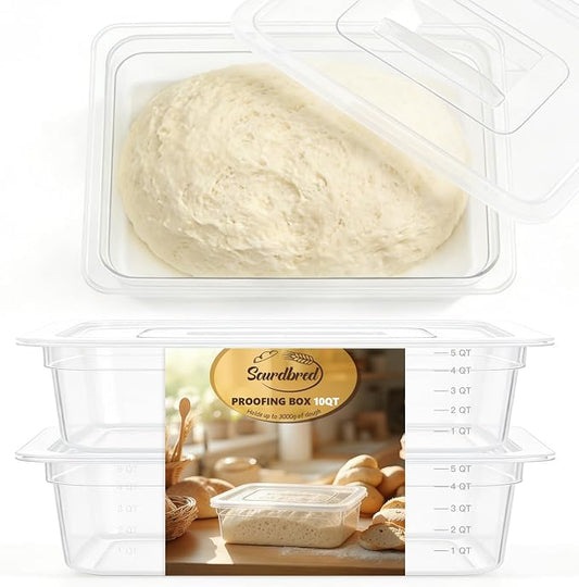Dough Proofing Container, 10Qt Large Capacity Holds Up to 13.2Lb of Dough, BPA-Free Tray with Lid Dough Rising Box for Bread, Sourdough, Pizza Dough Stackable Dough Container(Clear 2 Pack)