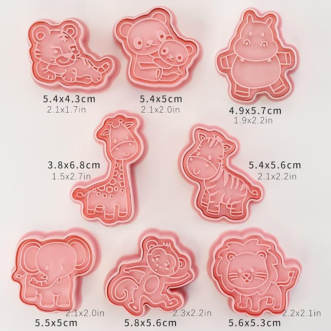 Forest Animal Cookie Cutters with Cookie Stamps 8 Pcs 3D Cartoon Cutter Molds for Fondant Biscuit Cheese Baking (Animal)
