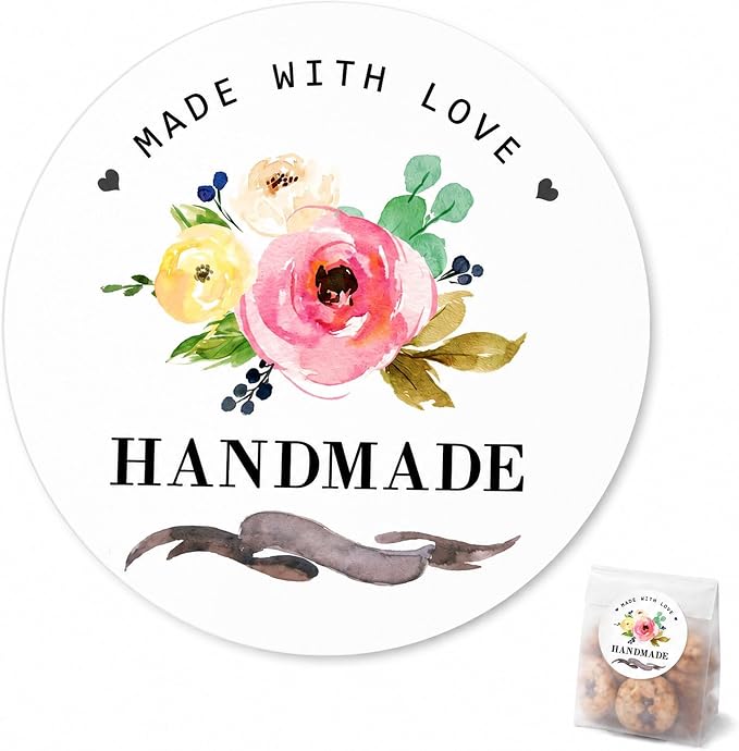 Handmade Goods Packaging Seal Stickers: 120 Pcs Floral Labels | 1.6 Inch Paper Stickers For Handmade Goods Small Business And Bakery Packaging
