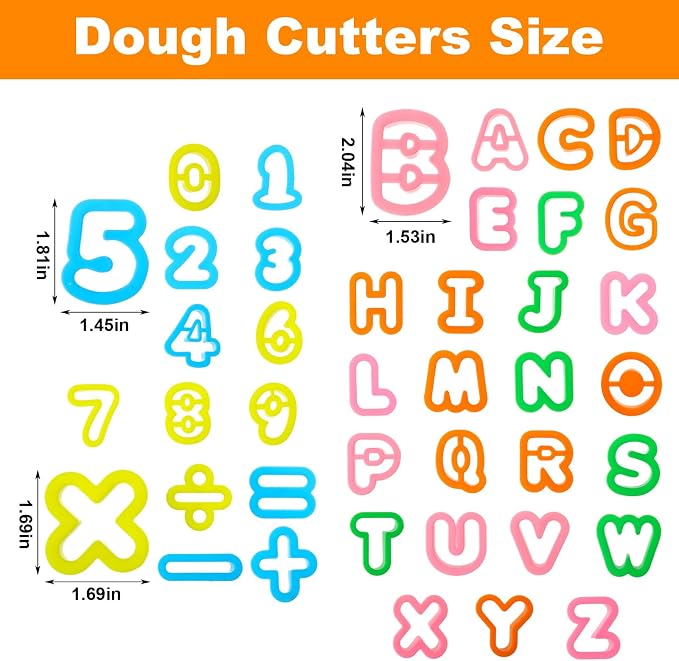 41PCS Alphabet Playdough Tools Number Cookie Cutters Fondant Letter Cutters Mathematical Alphabet Stamper Cutter Candy Molds for Birthday Party Various Learning Letters and Numbers