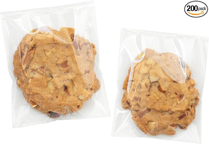 Morepack Clear Self Sealing Cellophane Bags,4x6 Inches 200 Pcs Cookie Bags Resealable Cellophane Bag for Packaging Cookies, Candy and Products