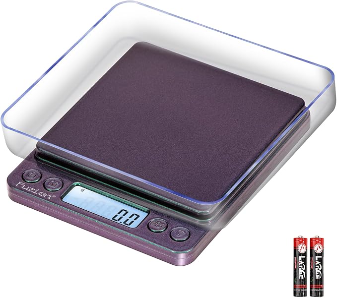Fuzion Small Gram Scale 3000g, Digital Kitchen Food Scale, Gram and Ounce | Ombré, 0.1g Accuracy, 6 Modes, 2 Trays Included, Tare, Piece Counting, For Food, Coffee, Cooking, Herb, Reptiles, Coins