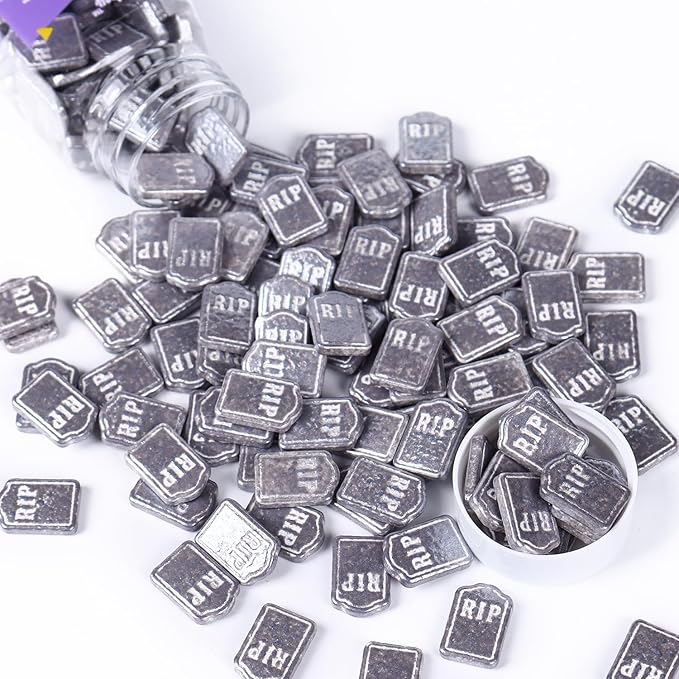Tombstone Sprinkles for Cake Decorating, Silver Grey Sprinkles Perfect for Horror Dessert Party 3.52 Ounce