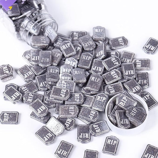 Tombstone Sprinkles for Cake Decorating, Silver Grey Sprinkles Perfect for Horror Dessert Party 3.52 Ounce
