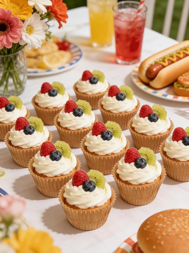 300 Pcs Natural Color Cupcake Liners, Cake Baking Cups - Birthday Cupcake Wrappers, Standard Muffin Cupcake Wrappers Holders (Base Dia 1.97in, Height 1.18in, Top Dia 2.76in) (Natural)